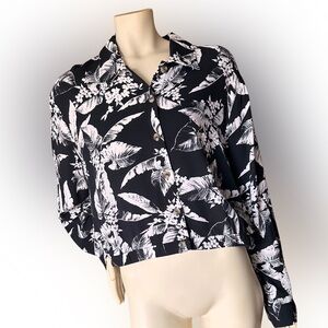 Blue Rain Black and White Floral Blouse